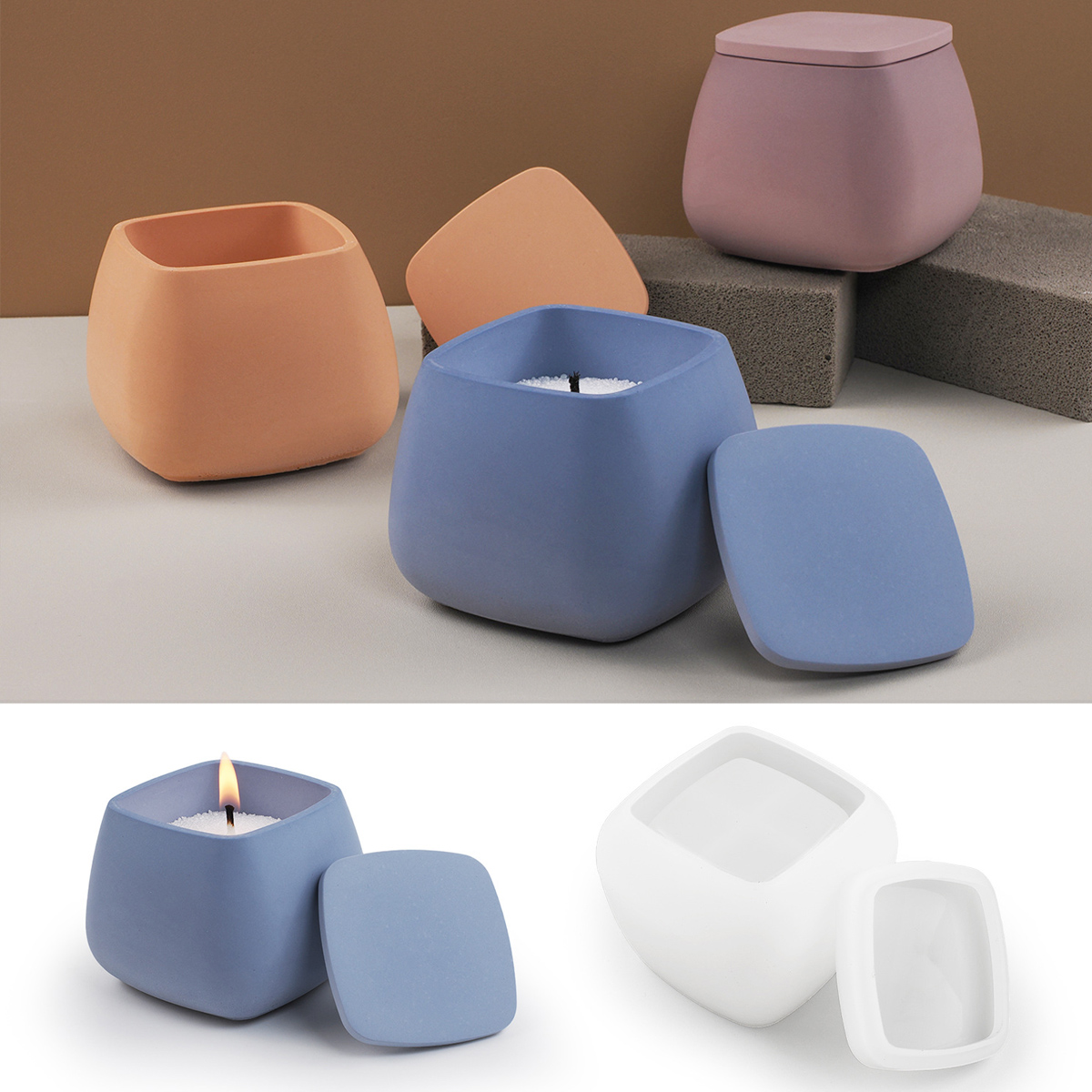 Candle Making Jars - جرة شمعة مربعة قالب من السيليكون