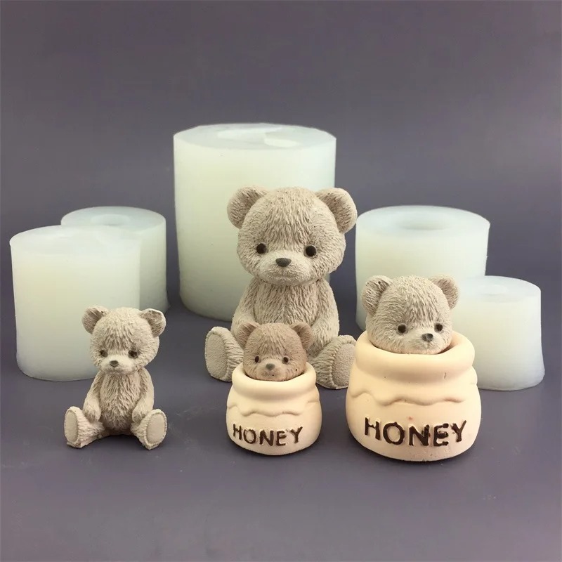Candle Making Jars - قالب سيليكون على شكل دب لطيف