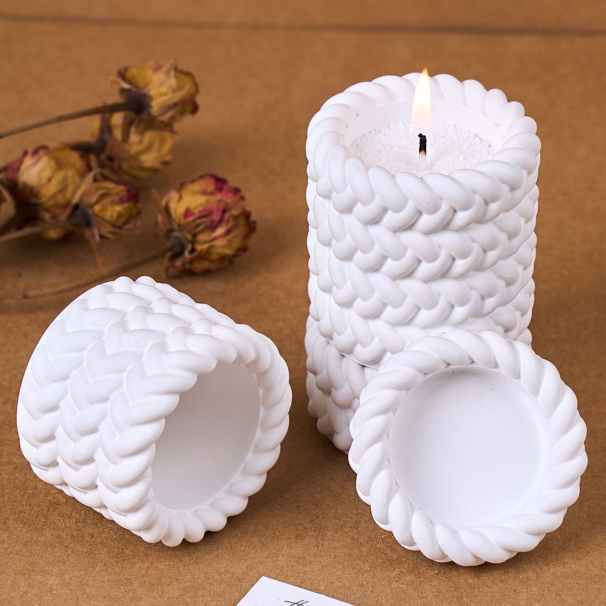 1/2/3/4 أرضيات حبل القنب شمعة  - مراجعة Candle Making Jars وسعره